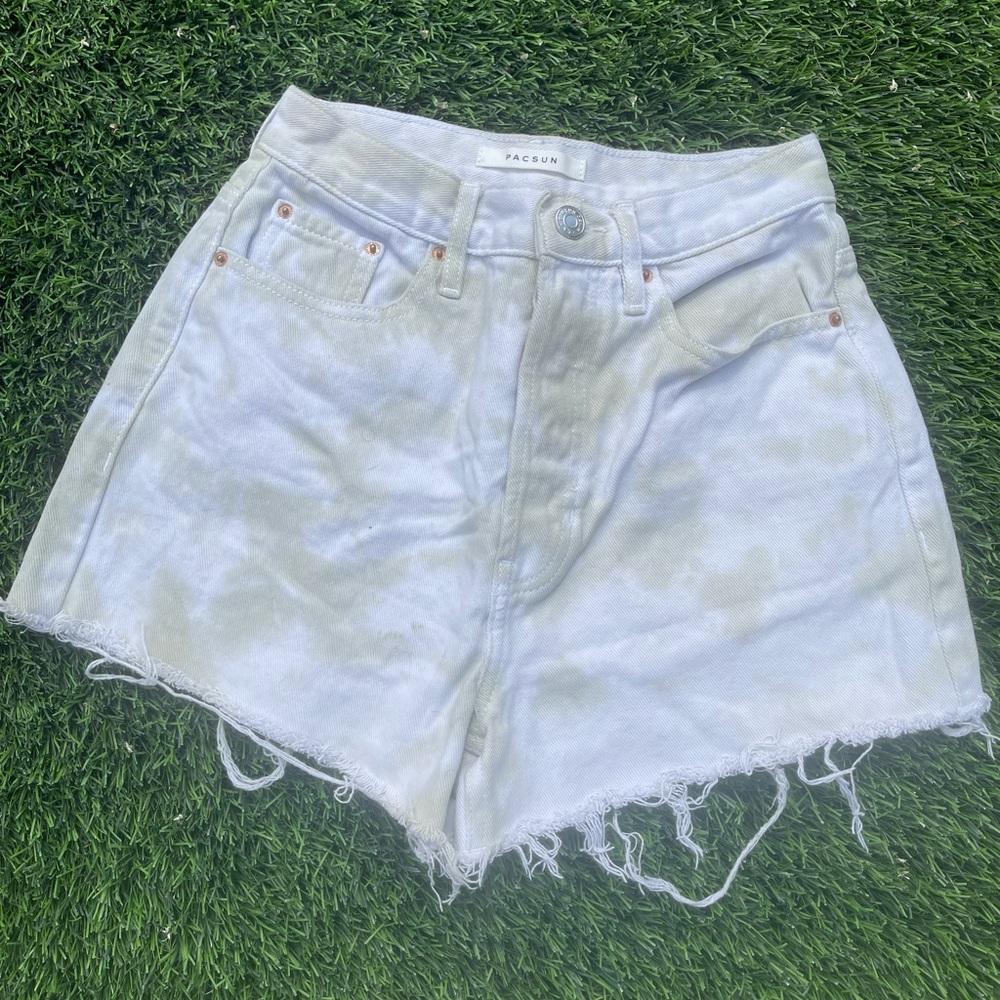 Pacsun white and green ultra high rise vintage shorts